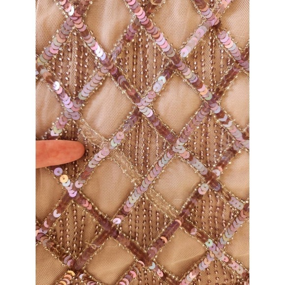 NWD Anthropologie Let Me Be Checked Shine Embellished Dress Size L Mauve - Picture 10 of 16